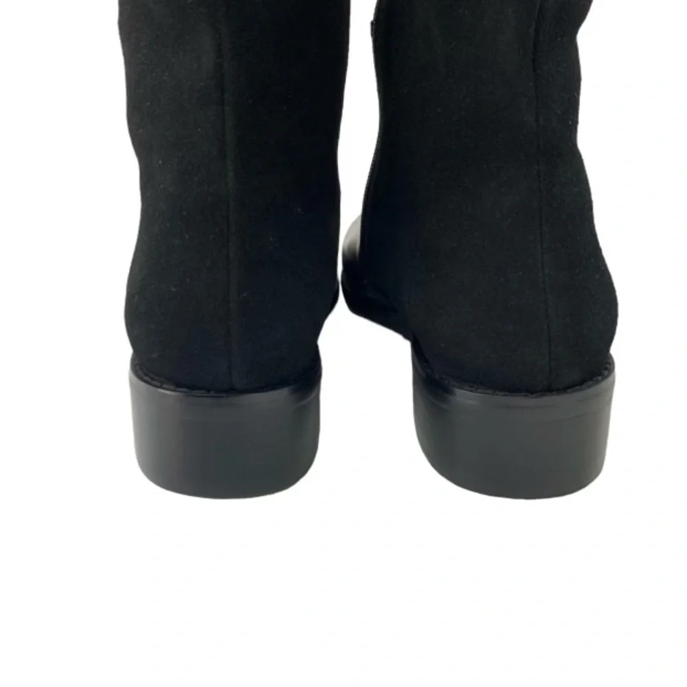 Aqua Diva Black Leather Waterproof Over The Knee Boots Size 7 Block Heel NWOB